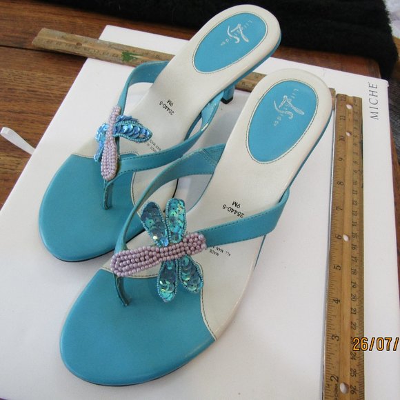 UNKNOWN Shoes - SIZE 9 TURQUISE SANDAL WITH PEARL BUTTERFLY